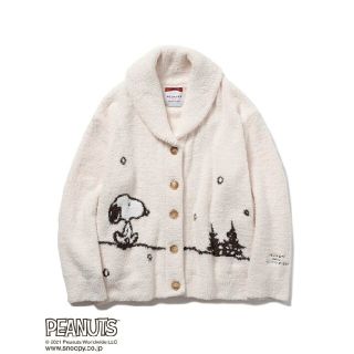 ジェラートピケ SNOOPY パネルジャガードショールカーディガン