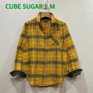 キューブシュガー(CUBE SUGAR)のCUBE SUGAR キューブシュガー　シャツ　ブラウス　Ｍ　イエロー　チェック(シャツ/ブラウス(長袖/七分))