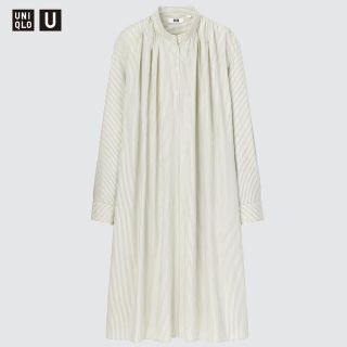 ユニクロ(UNIQLO)のUNIQLO U ストライプギャザーワンピース(ひざ丈ワンピース)