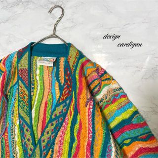 coogi クージー　柄ニット　カーディガン　セーター　マルチカラー　激レア(カーディガン)