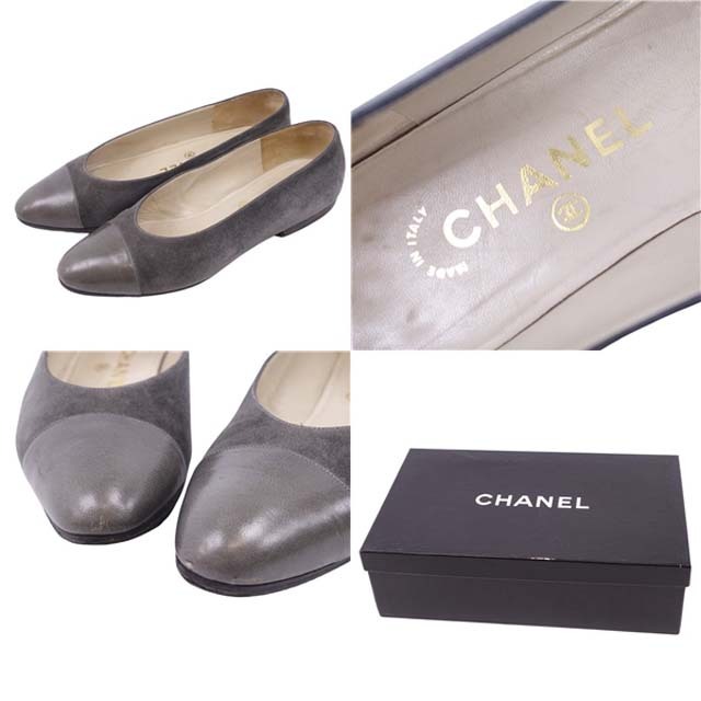 【お買い得】CHANEL フラットパンプス 23.5cm相当 ブラック