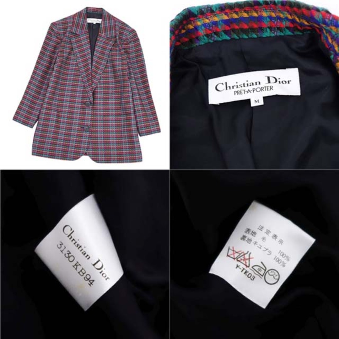 Christian Dior(クリスチャンディオール)のVintage クリスチャンディオール ジャケット ウールツイード ブレザー M レディースのジャケット/アウター(テーラードジャケット)の商品写真