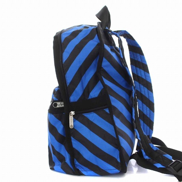 LeSportsac(レスポートサック)のレスポートサック リュックサック バックパック デイパック ストライプ 青 黒 レディースのバッグ(リュック/バックパック)の商品写真