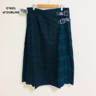 オニールオブダブリン(O'NEIL of DUBLIN)のオニールオブダブリン　キルト　チェック　ベルト　ロングスカート　グリーン(ひざ丈スカート)