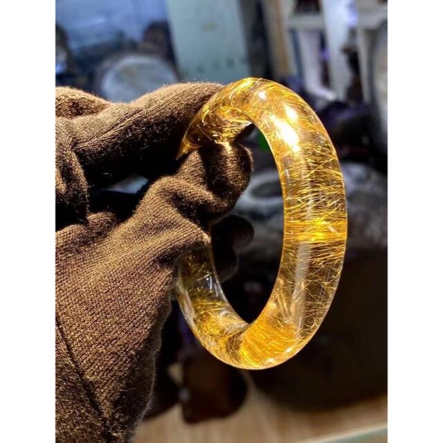 ⭐︎【天然】ゴールド タイチンルチルクォーツ バングル 57mm 5