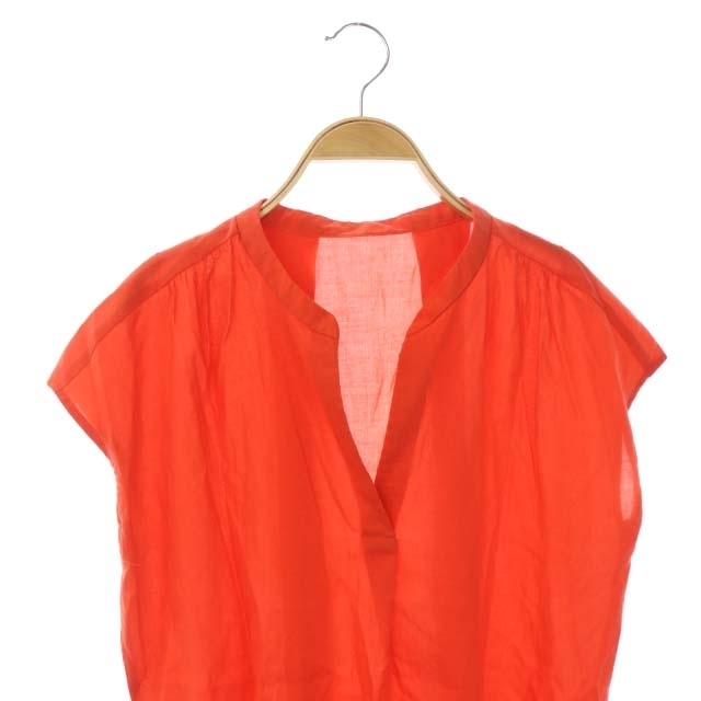 PLST(プラステ)のプラステ スキッパーシャツ ブラウス フレンチスリーブ S オレンジ /AO レディースのトップス(シャツ/ブラウス(半袖/袖なし))の商品写真