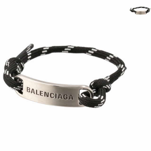 BALENCIAGA プレート ロゴ ブレスレット メッキ シルバー イエロー