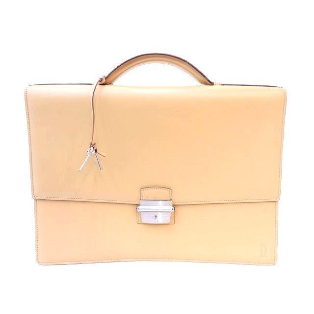 Cartier - カルティエ ブリーフケース □ ベージュ系 レザー パシャ