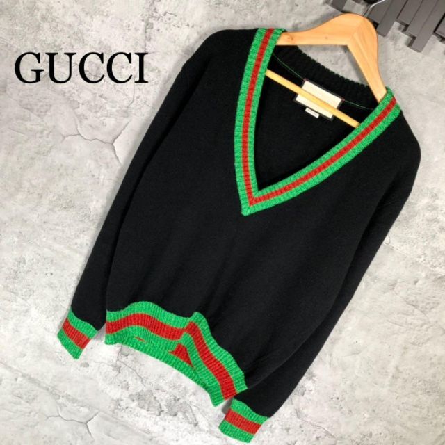 『GUCCI』グッチ (M) シェリー Vネックニット セーター