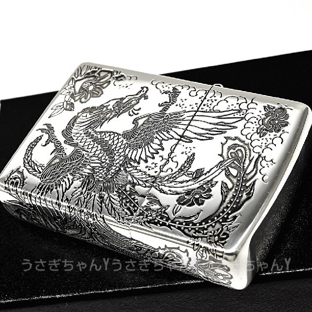 ZIPPO(ジッポー)のzippo☆2面連続彫り☆鳳凰☆アンティークシルバー☆ジッポ ライター メンズのファッション小物(タバコグッズ)の商品写真