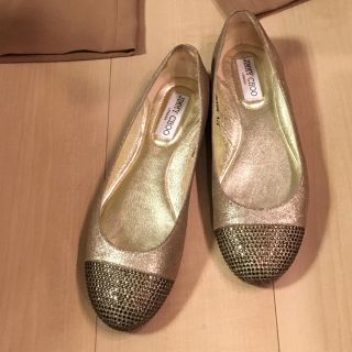 ジミーチュウ(JIMMY CHOO)のBarbie様専用☆JIMMY CHOO ゴールドフラットシューズ♪(バレエシューズ)