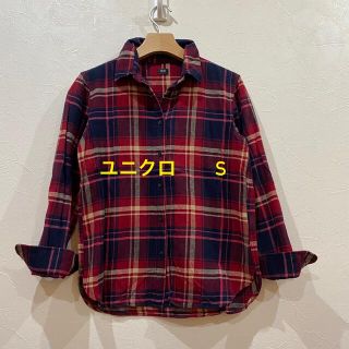 ユニクロ(UNIQLO)のUNIQLO ユニクロ　チェック　フランネルシャツ　レッド　S(シャツ/ブラウス(長袖/七分))