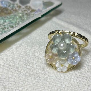 スマホリング　ハンドメイド　お花　レジン　(スマホケース)