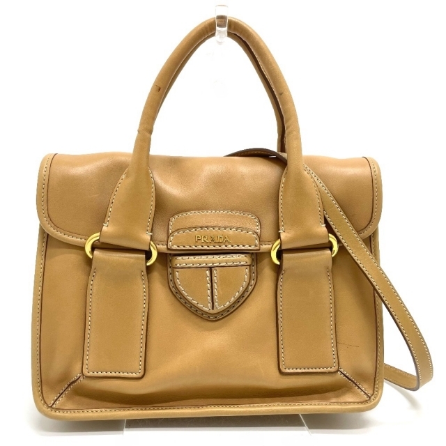 正規取扱店】 PRADA ベージュ レザー ハンドバッグ ショルダーバッグ
