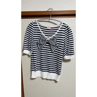 ピンカール(Pin Curl)のPINCURL　購入　ボーダーリボン付きニット(ニット/セーター)