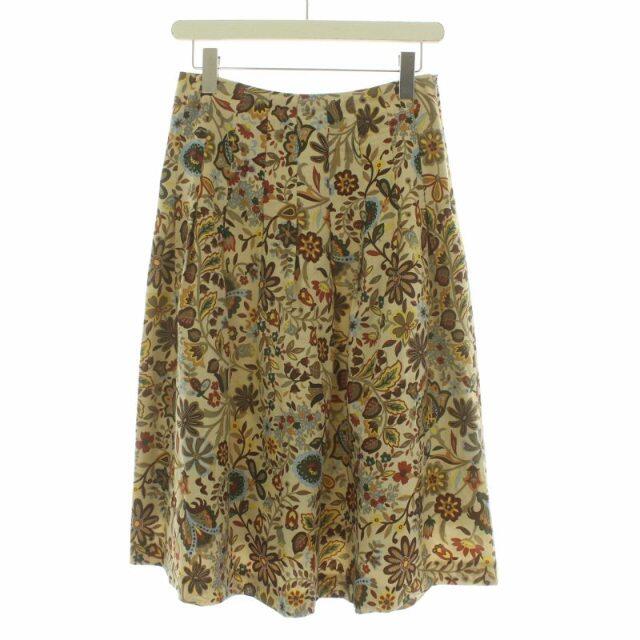 SCAPA(スキャパ)のスキャパ 花柄 プリント プリーツスカート ウール M ベージュ マルチカラー レディースのスカート(ロングスカート)の商品写真