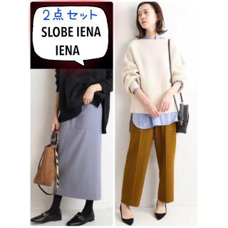 イエナ(IENA)のIENA 袖フォルム畦プルオーバー➕ ウールライクサイドポケットタイトSK Re(ニット/セーター)