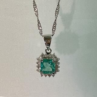 大粒稀少 0.82ct 天然エメラルド ダイヤモンド Pt850 ネック箱鑑定付(ネックレス)