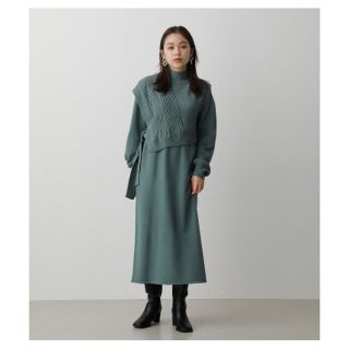 アズールバイマウジー(AZUL by moussy)の【AZUL BY MOUSSY】ケーブルベストセットニットワンピース◆(ロングワンピース/マキシワンピース)