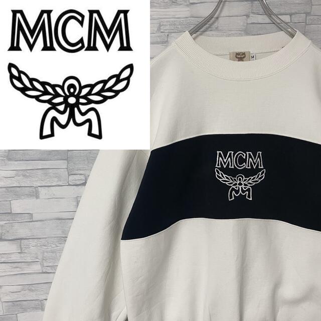 90s MCM エムシーエム ビッグロゴ スウェット トレーナー 白✖︎黒 M