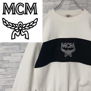 エムシーエム(MCM)の90s  MCM エムシーエム ビッグロゴ スウェット トレーナー 白✖︎黒　M(スウェット)