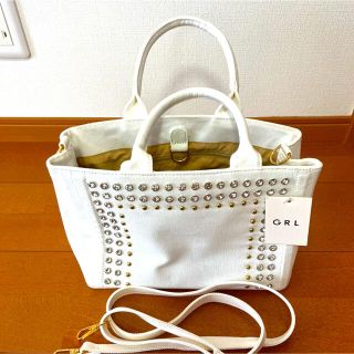 グレイル(GRL)の新品　GRLタグ付き2wayスタッズキャンパストートバッグ(トートバッグ)