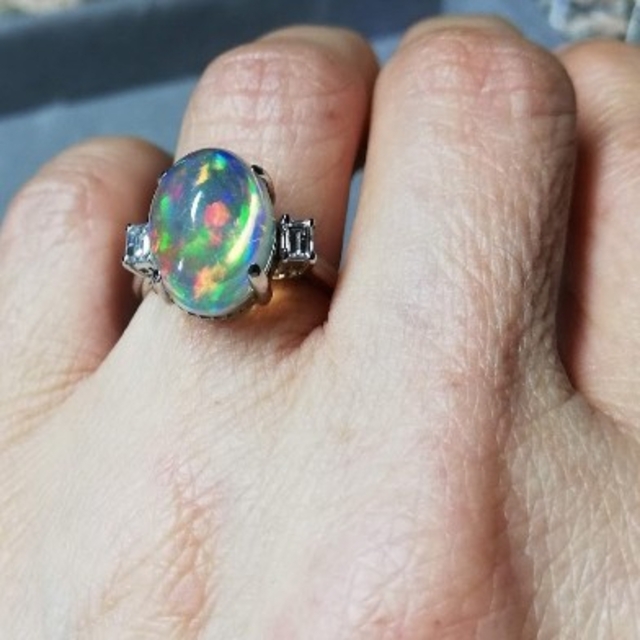 ウォーターオパールダイヤモンドリング レディースのアクセサリー(リング(指輪))の商品写真