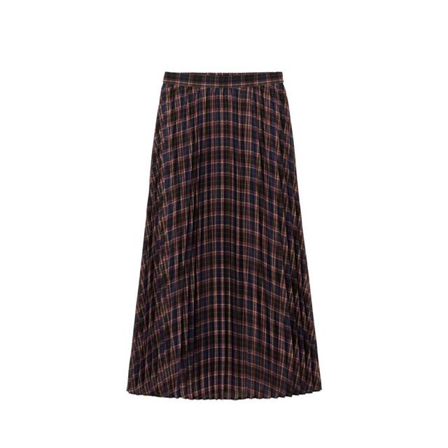 GU(ジーユー)のGU チェックプリーツロングスカートAM Mサイズ　69NAVY レディースのスカート(ロングスカート)の商品写真