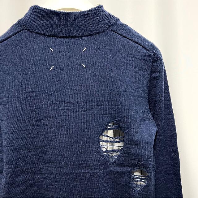 Maison Martin Margiela(マルタンマルジェラ)のS 新品 メゾンマルジェラ ダメージ 加工 セーター ニット シャツ付き 紺 メンズのトップス(ニット/セーター)の商品写真