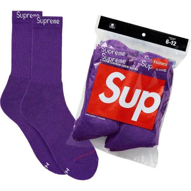 Supreme Hanes Crew Socks 4pack Purple 紫