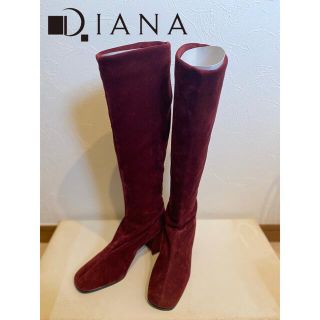 ダイアナ(DIANA)の【美品】DIANA ダイアナ ブーツ レディース ベロア ボルドー 赤(ブーツ)