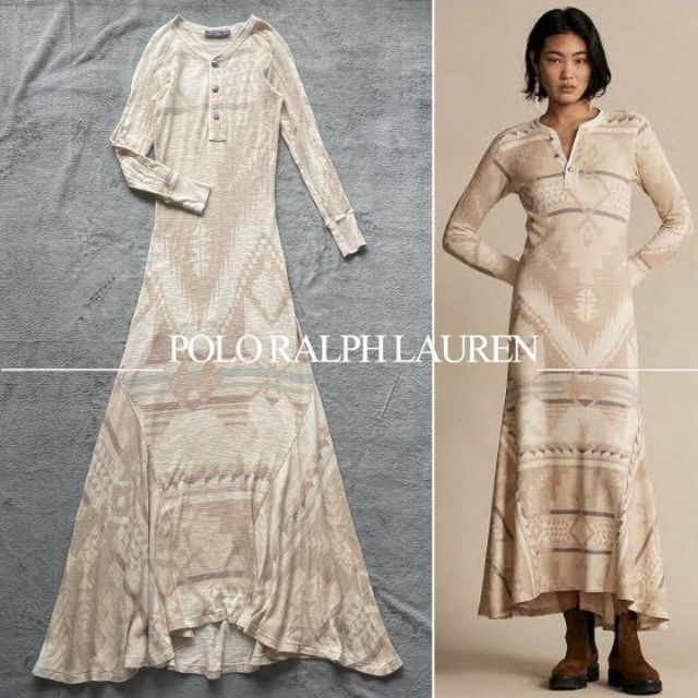 POLO RALPH LAUREN(ポロラルフローレン)の【美品】ポロ ラルフローレン サウスウエスタン サーマル ワンピース XS レディースのワンピース(ロングワンピース/マキシワンピース)の商品写真