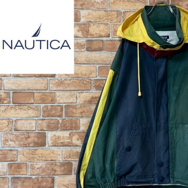 【後払い手数料無料】 NAUTICA - ノーティカ　ジップアップジャケット　マルチカラー　セーリング　90s M ブルゾン