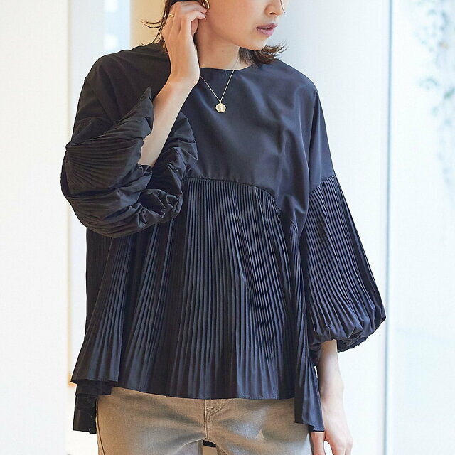 ブラック】プリーツ切替ブラウス firstcutdesignstudio.com