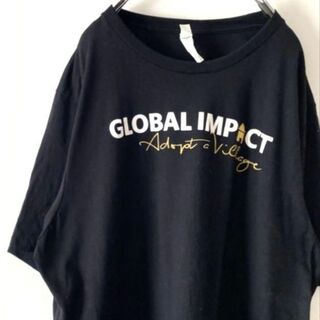 CANVAS GLOBAL IMPACT Tシャツ XL 黒 ブラック 古着(Tシャツ/カットソー(半袖/袖なし))