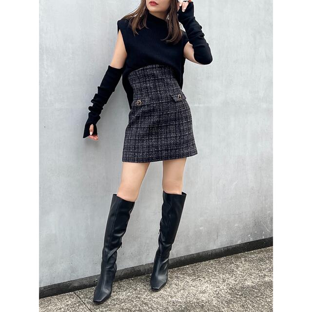 eimy istoire ハイウエストツイードミニスカート