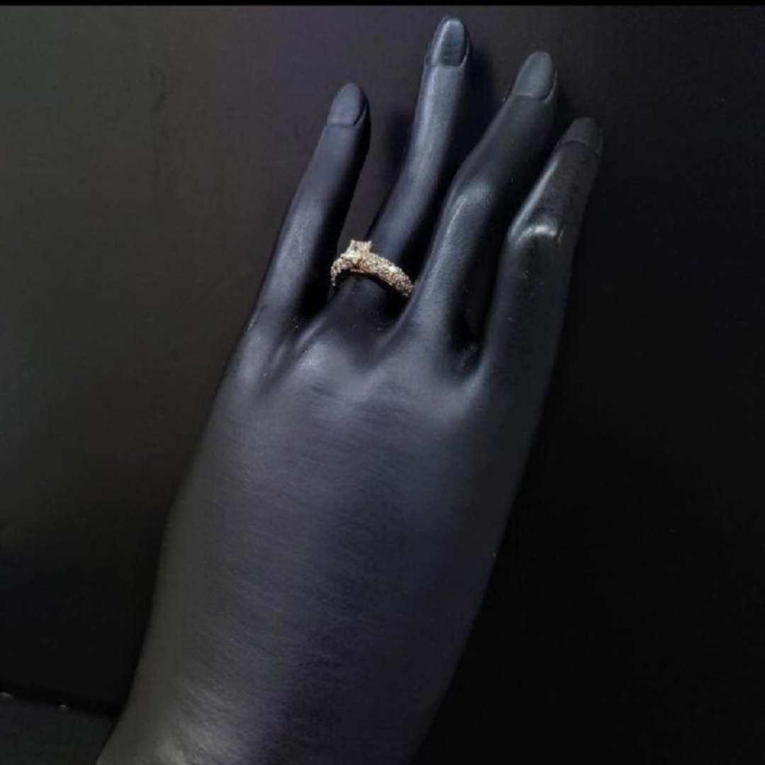 【ソーティング付】プリンセスカット イエローダイヤ リング 0.508ct レディースのアクセサリー(リング(指輪))の商品写真