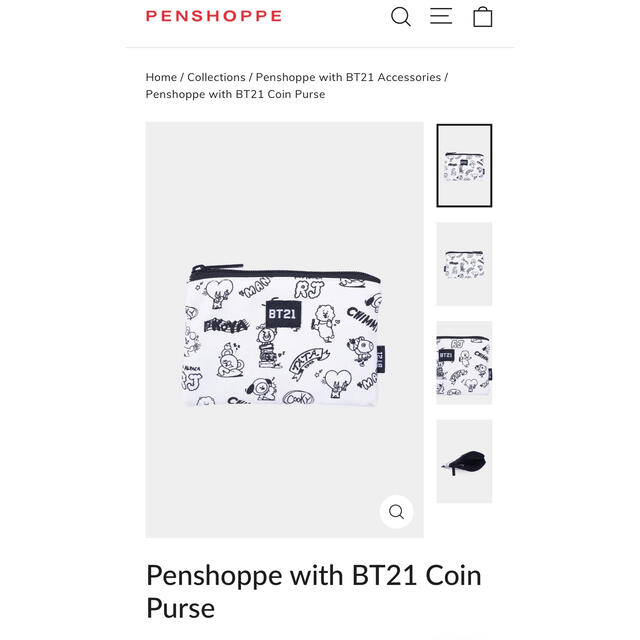 BT21(ビーティーイシビル)の新品未使用！　PENSHOPPE コラボ　bt21ポーチ ホワイト レディースのファッション小物(ポーチ)の商品写真