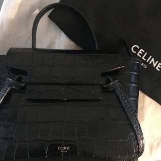 CELINE NANOクロコブラックベルト バッグ