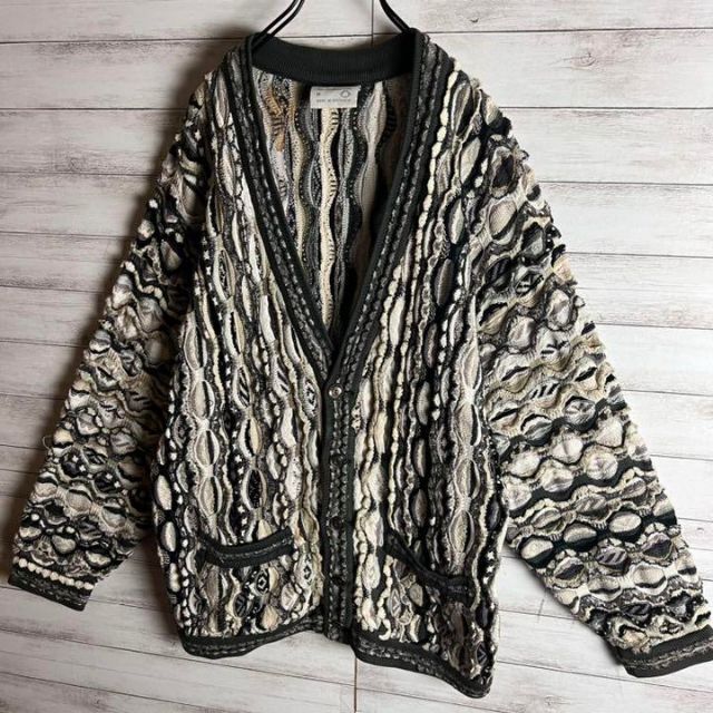 【激レア】coogi クージー 立体 編込み 3Dニット カーディガン 3