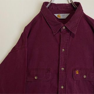 カーハート(carhartt)のカーハート　ワークシャツ  ワンポイント刺繍ロゴ　ストリート　古着　90s (シャツ)