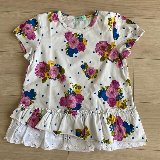 hakka kids(ハッカキッズ)のhakka kids 花柄 フリル 半袖 Tシャツ 130cm キッズ/ベビー/マタニティのキッズ服女の子用(90cm~)(Tシャツ/カットソー)の商品写真