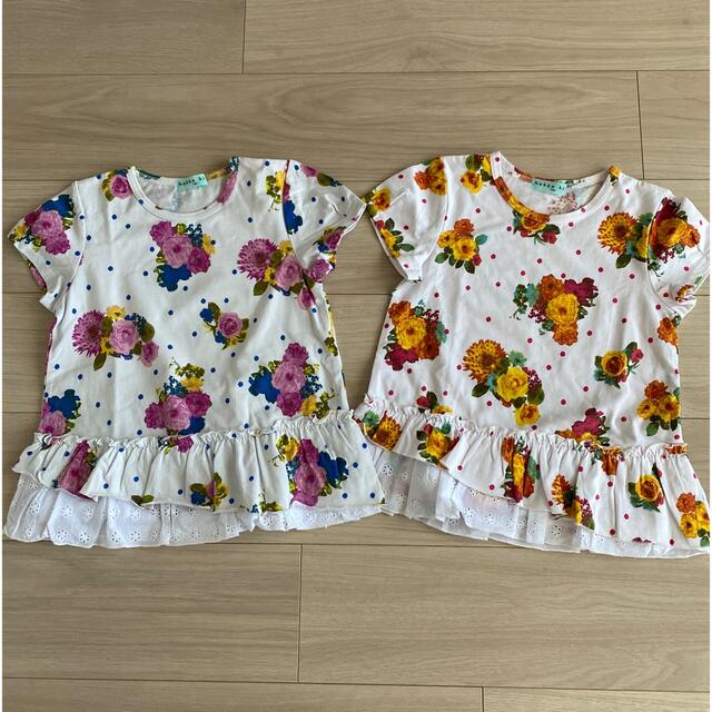 hakka kids(ハッカキッズ)のhakka kids 花柄 フリル 半袖 Tシャツ 130cm キッズ/ベビー/マタニティのキッズ服女の子用(90cm~)(Tシャツ/カットソー)の商品写真