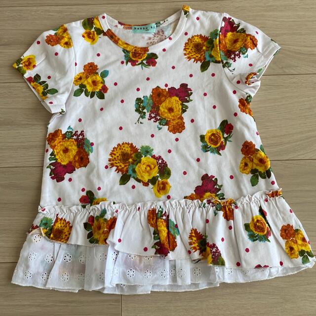 hakka kids(ハッカキッズ)のhakka kids 花柄 フリル 半袖 Tシャツ 130cm キッズ/ベビー/マタニティのキッズ服女の子用(90cm~)(Tシャツ/カットソー)の商品写真