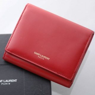 サンローラン(Saint Laurent)のK3054M サンローランパリ ロゴ文字 本革 三つ折 財布 箱付き(財布)