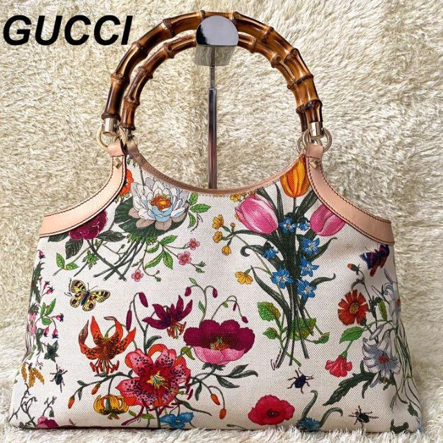 ファッション Gucci - 美品✨グッチ フローラ バンブー ハンドバッグ