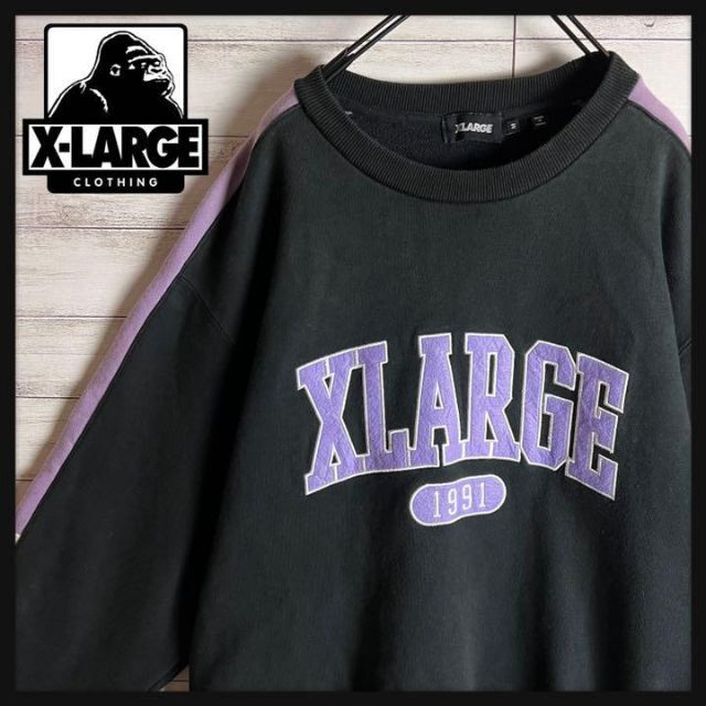 希少デザイン】XLARGE スウェット 刺繍ロゴ ビッグサイズ デカロゴ-