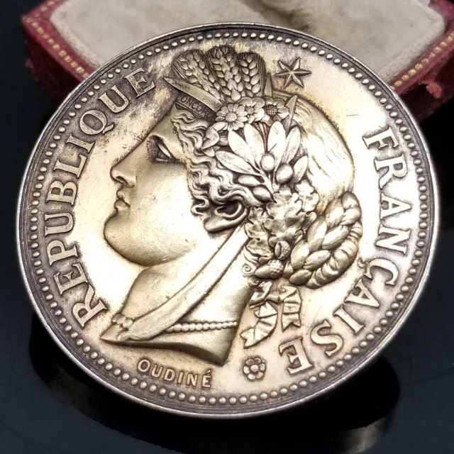 1845年 フランス アンティーク ヴェルメイユ シルバー メダル コイン