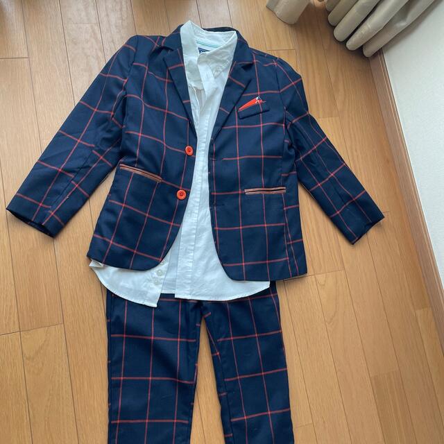 charlie様専用　140〜150 チェック　スーツ　シャツおまけ キッズ/ベビー/マタニティのキッズ服男の子用(90cm~)(ドレス/フォーマル)の商品写真