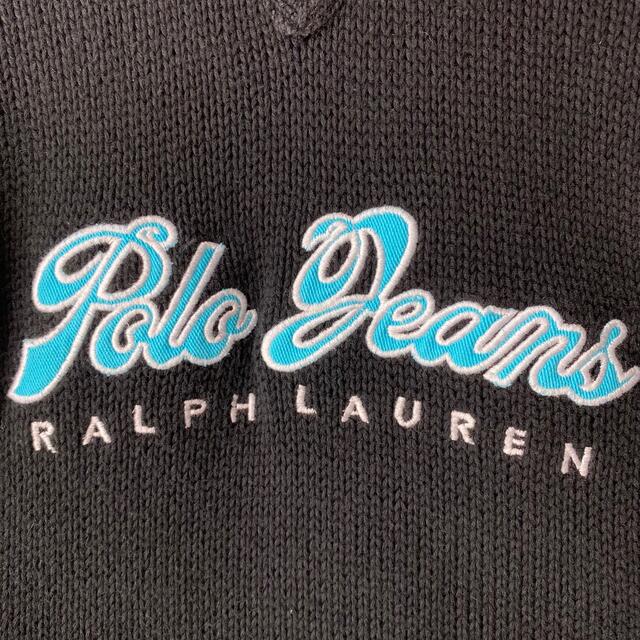 Ralph Lauren(ラルフローレン)の90’s ラルフローレン コットンニット 厚手 黒 刺繍ロゴ レディースのトップス(ニット/セーター)の商品写真